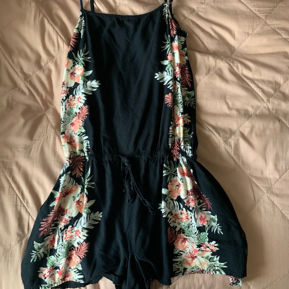 Black and Floral Romper